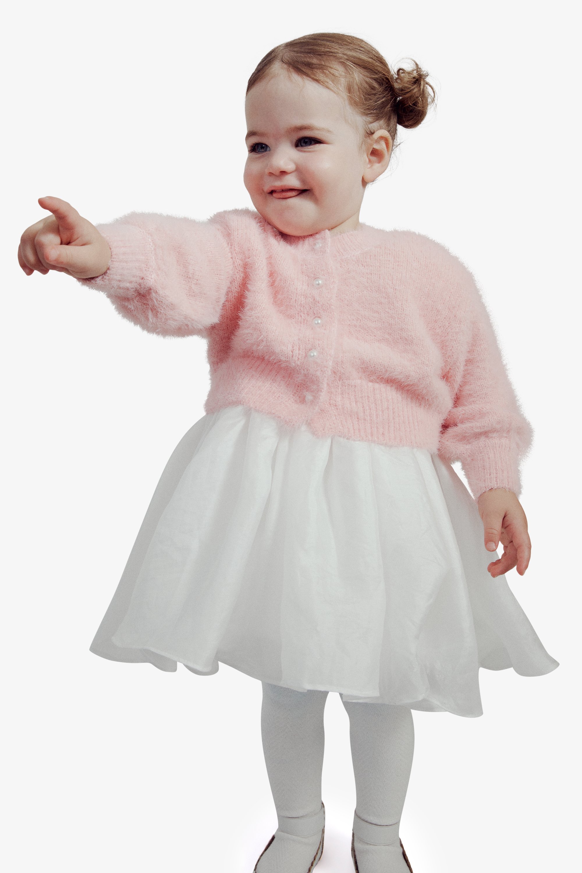 Bardot Junior Baby Girl Bell Sleeve Cardi In Soft Pink